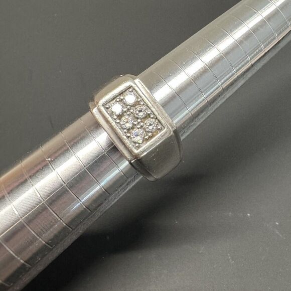 925 Sterling Silver C Z Signet Ring Size 9.5